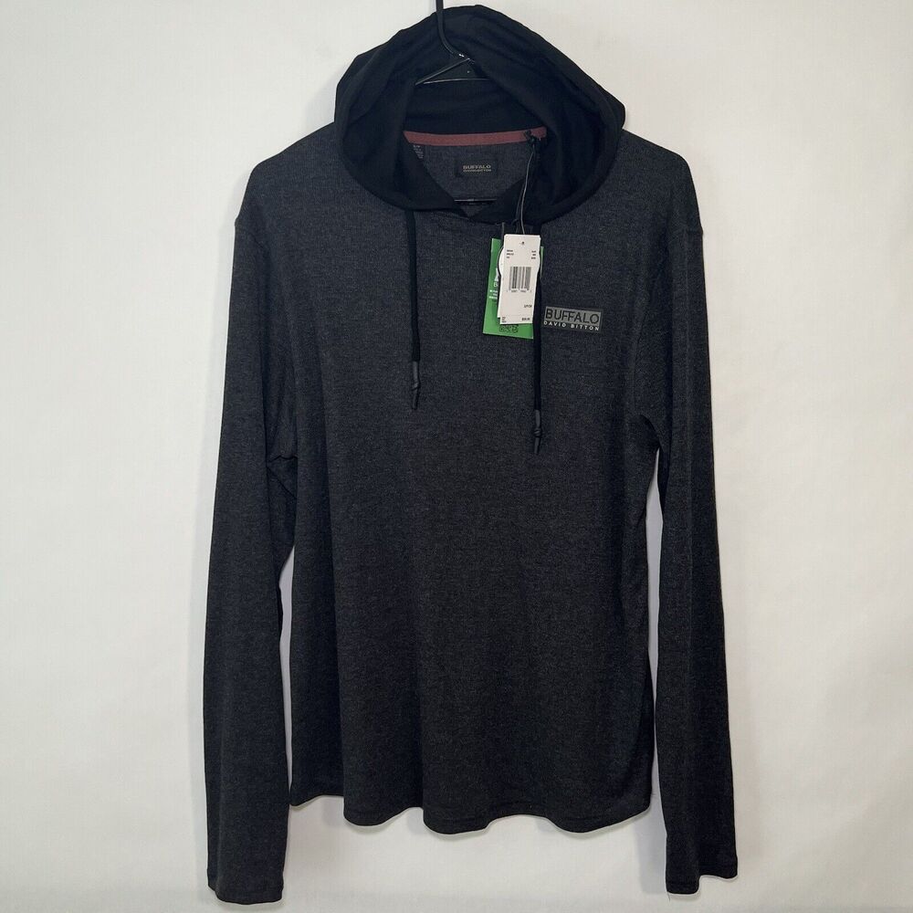 Buffalo David Bitton Hoodie Sweatshirt Mens Size S Small Gray Long Sleeve NWT